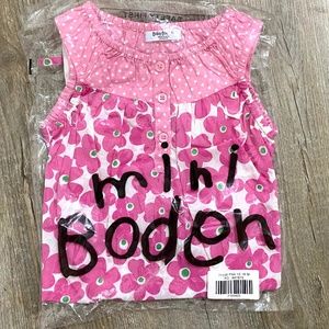 NEW! Mini Boden Baby Girls Top/Shorts Set Pretty Pink Floral and Polka Dot